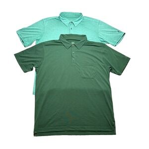 Stio Divide Polo Mens L Green Short Sleeve Pocket Outdoor Performance Lot of 2